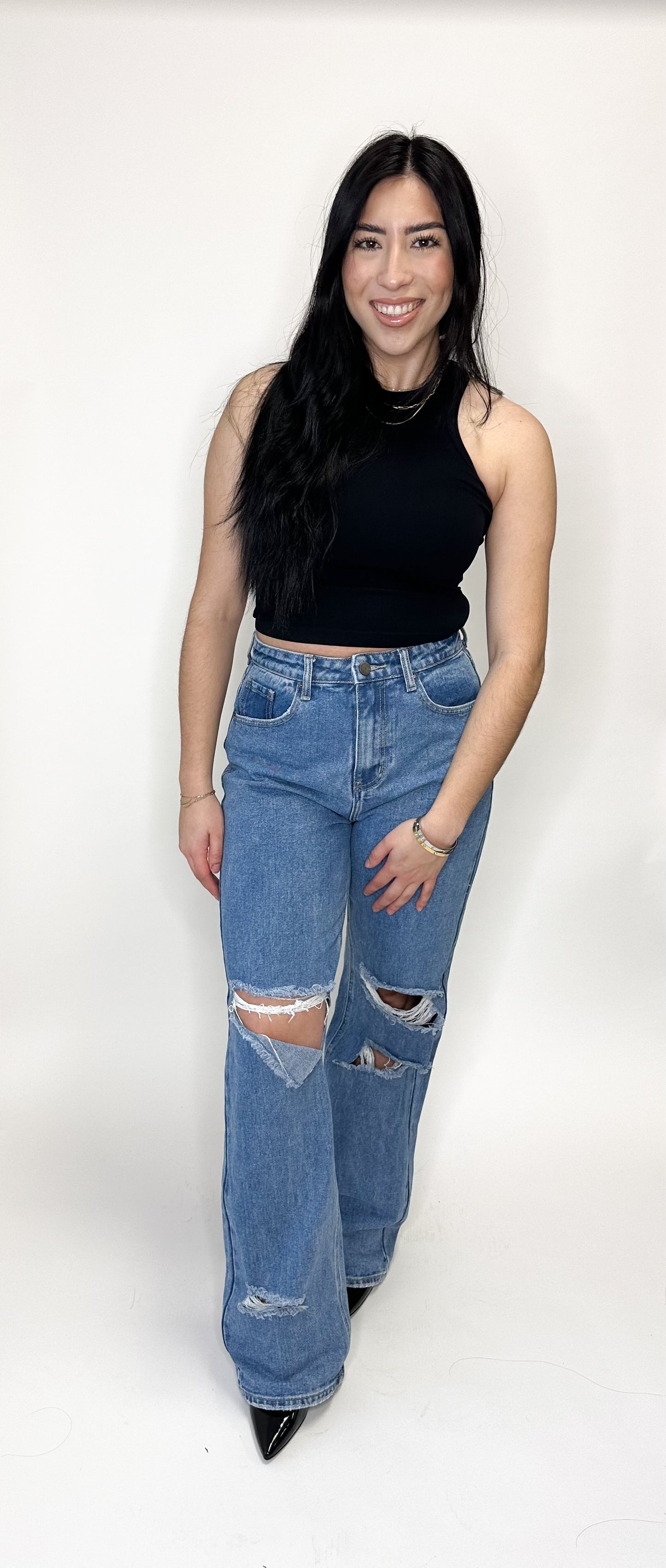 Your Favorite Distressed Wide Leg Denim