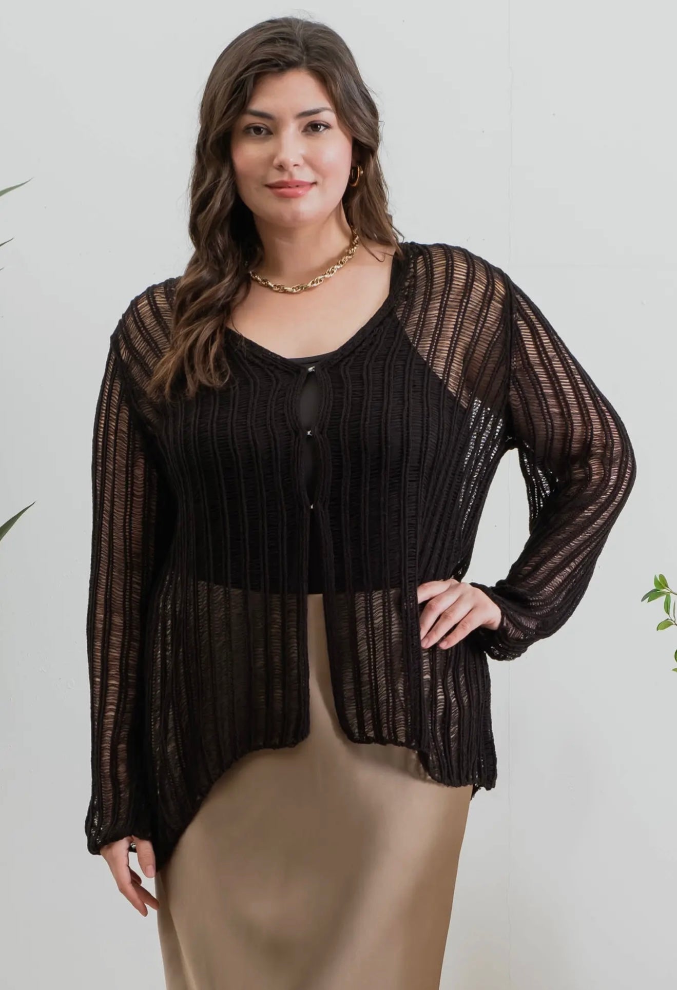 Sheer Crochet Top Plus