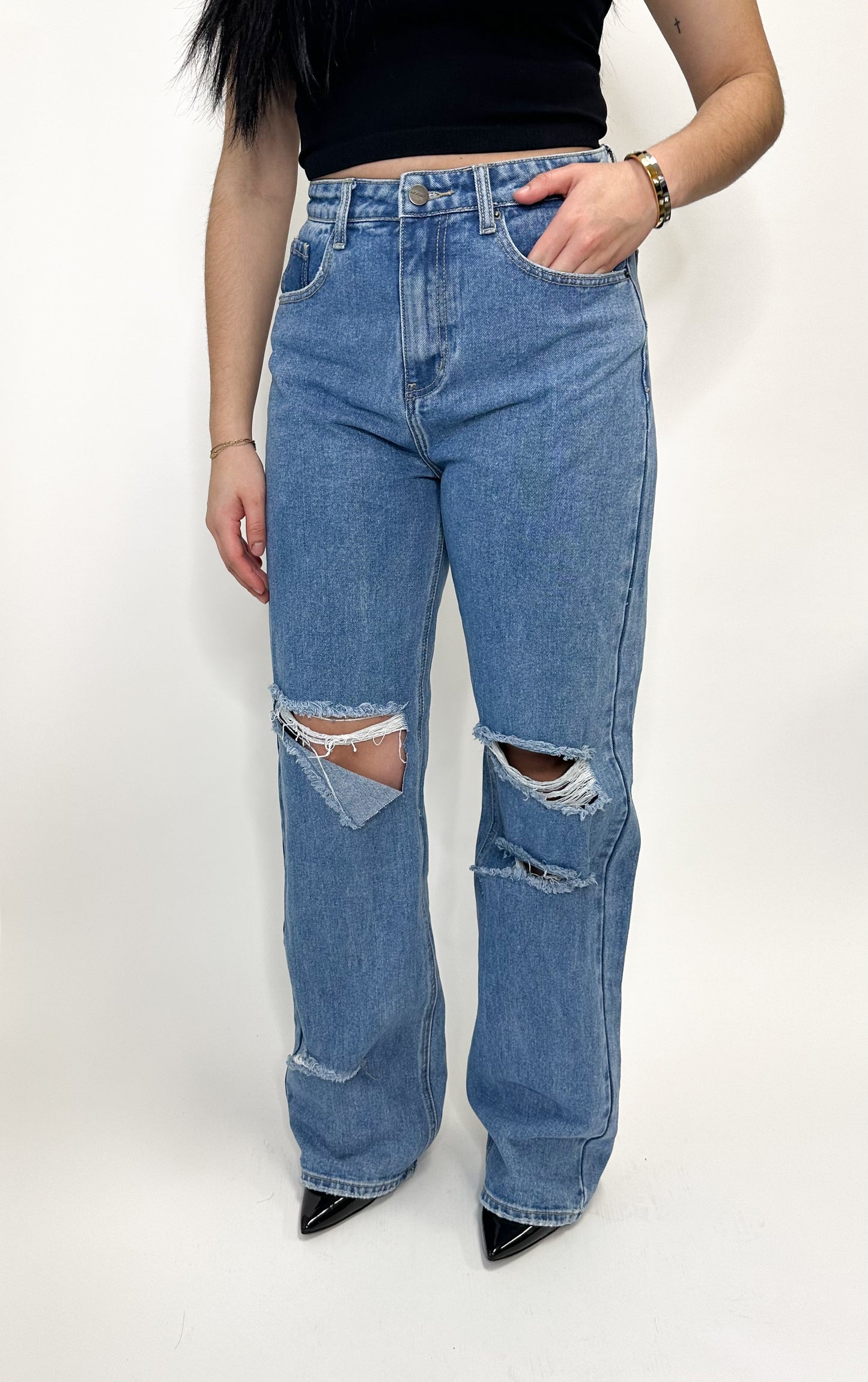 Your Favorite Distressed Wide Leg Denim
