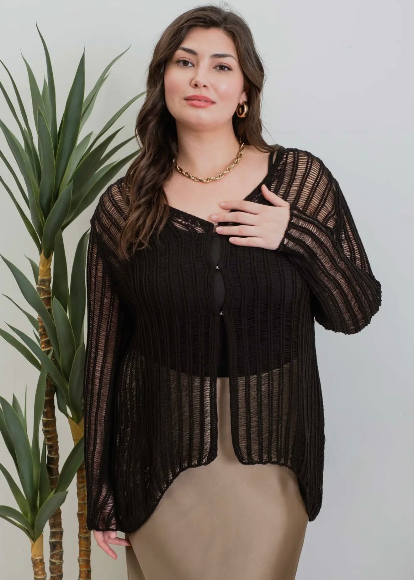 Sheer Crochet Top Plus