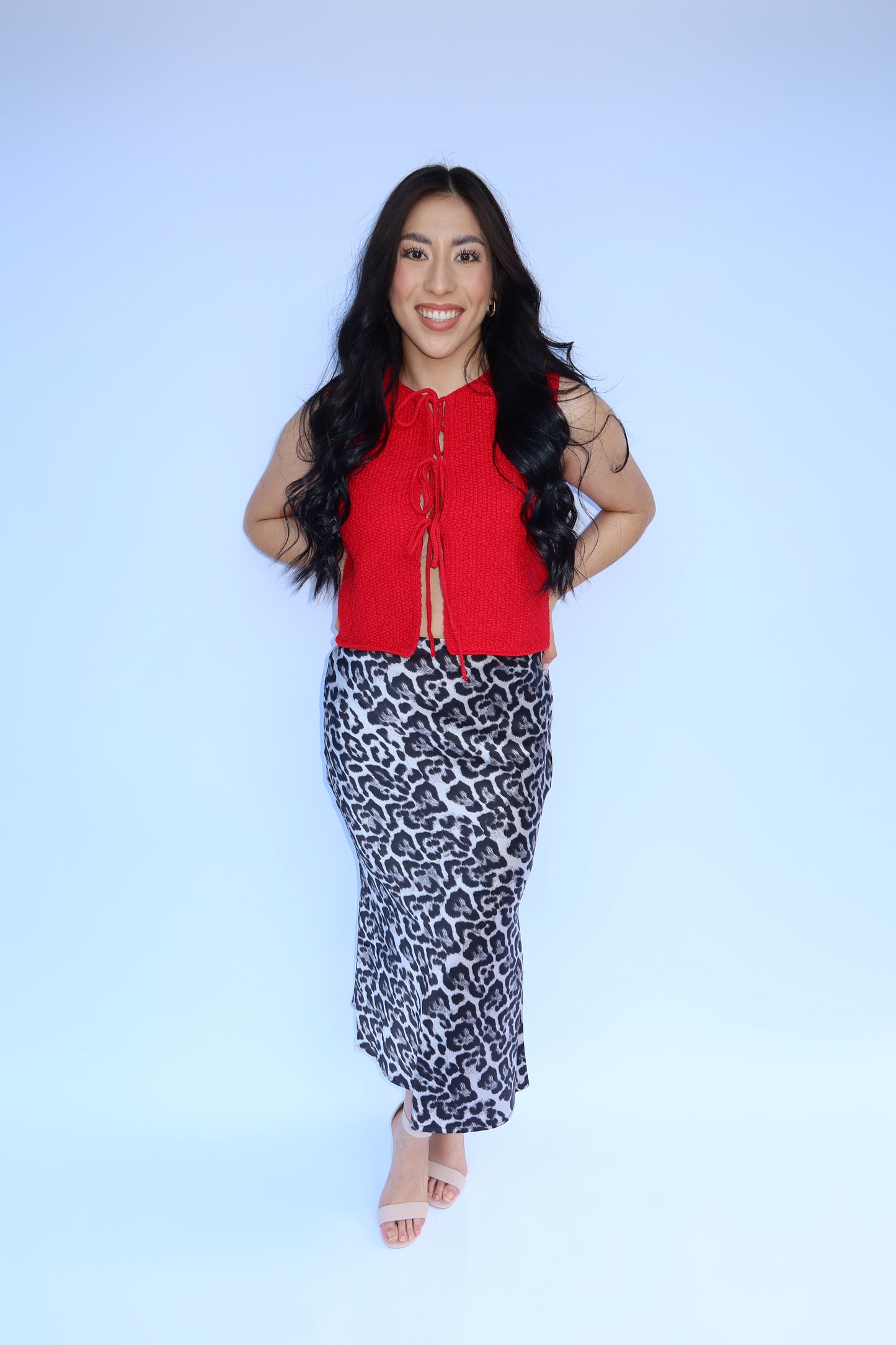 Cherry Front Tie Top