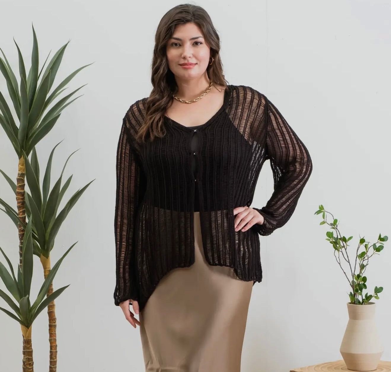 Sheer Crochet Top Plus
