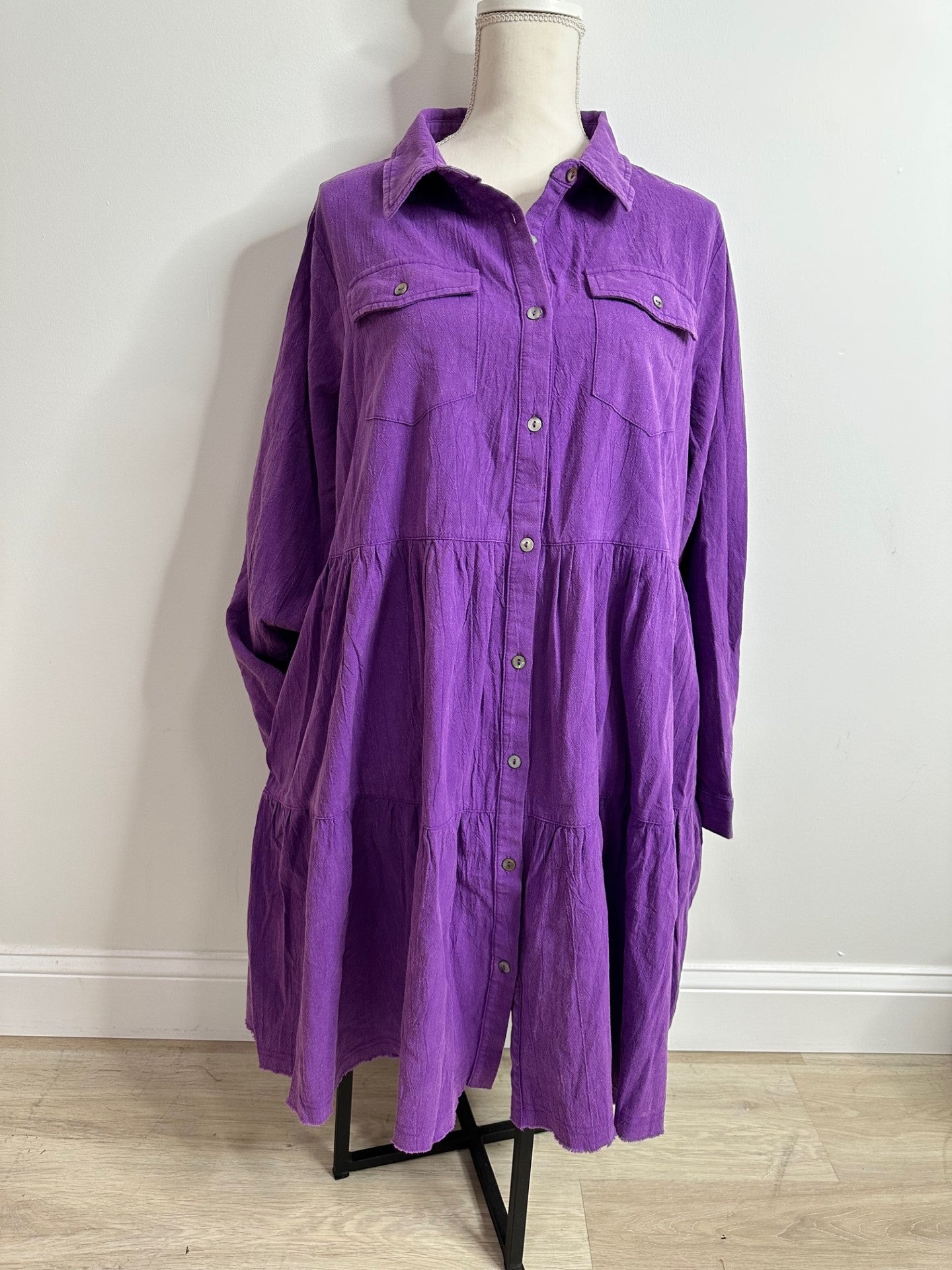 Acid Washed Pocket Dress Plus