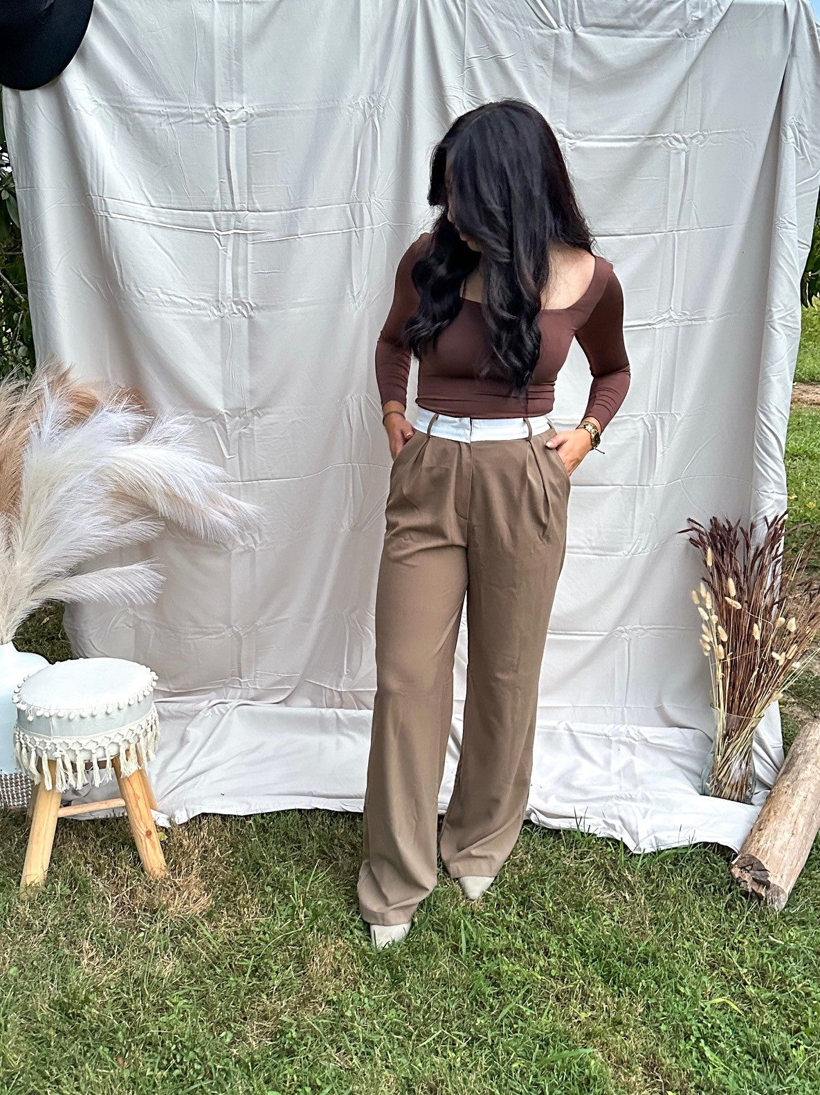 Wide Leg Pleated Trousers