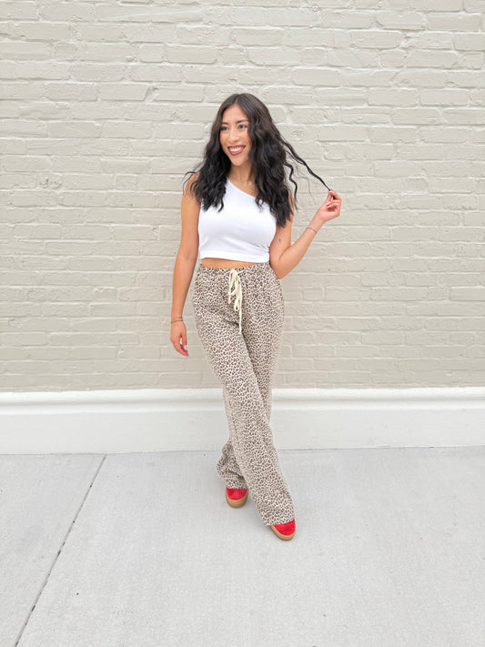 Leopard Wide Leg Pant